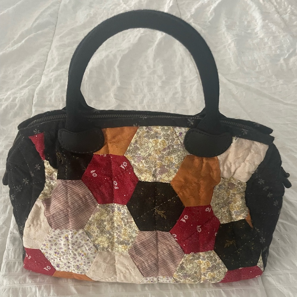 Colorful Quilted Satchel Bag Honeycomb Pattern